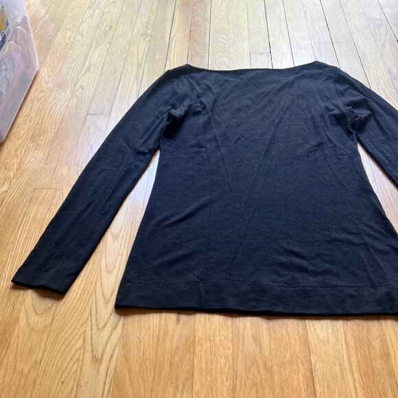 Diane Von Furstenberg Size L Black Wool Blend Long Sleeve Round Neck Sweater - Picture 13 of 13